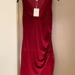 NWT Red Sleeveless Bodycon Velvet Dress